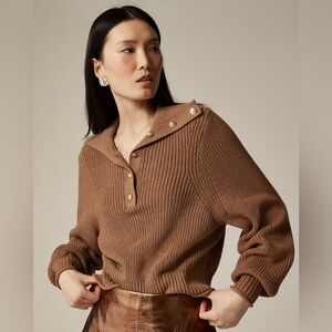 J. Crew Tan Buttoned Cowl Neck Sweater